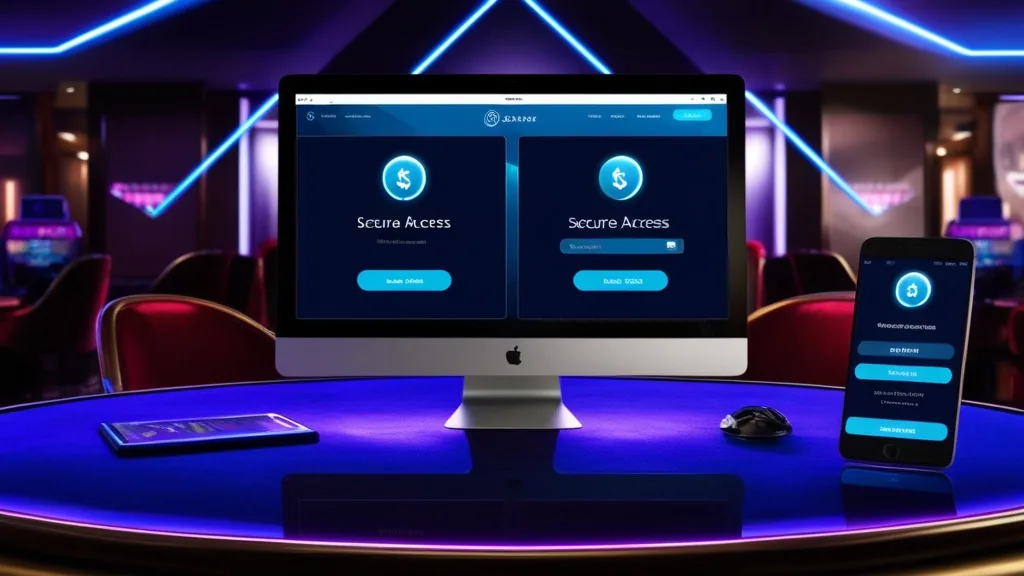 Schermi di desktop, smartphone e app per l'accesso al casinò