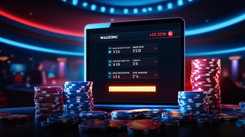 Schermo con requisiti del bonus e progress bar in un casino scuro