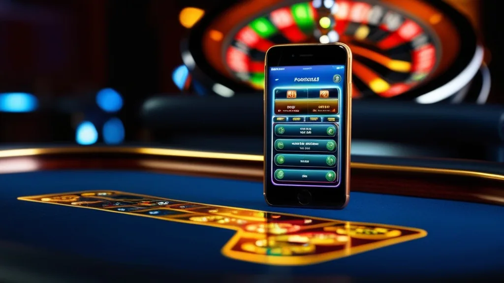 iPhone con interfaccia mobile in un casinò scuro
