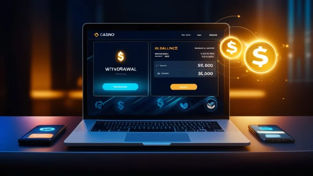 Schermata di prelievo casino con saldo in verifica e icone di pagamento