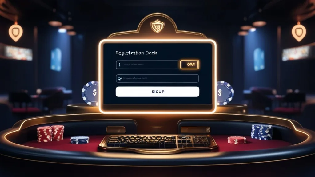 Modulo di registrazione con verifica account in un casinò oscuro